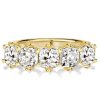 Five Stone Cushion Cut Wedding Band - 18K Gold Plated Sterling Silver - 3.85 CT. TW.