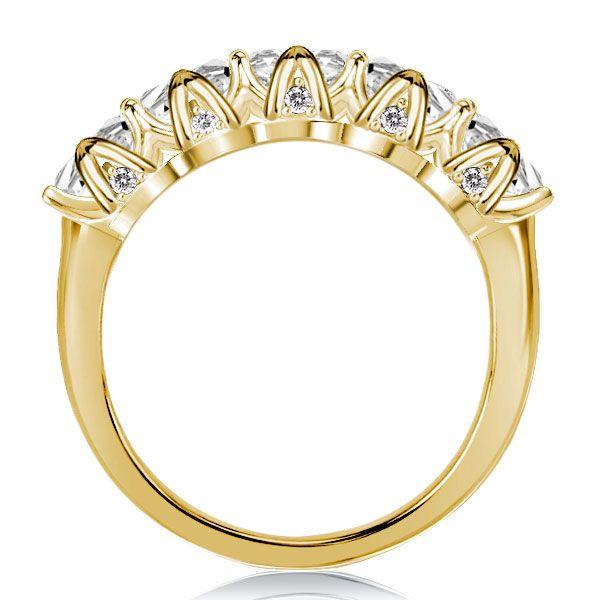 Five Stone Cushion Cut Wedding Band - 18K Gold Plated Sterling Silver - 3.85 CT. TW.