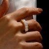 Five Stone Cushion Cut Wedding Band - 18K Gold Plated Sterling Silver - 3.85 CT. TW.
