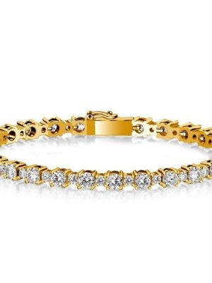 Round Cut Tennis Bracelet in Sterling Silver with High Carat Weight, Available in Multiple Lengths