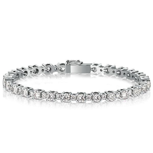 Round Cut Tennis Bracelet in Sterling Silver with High Carat Weight, Available in Multiple Lengths