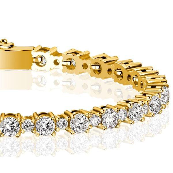 Round Cut Tennis Bracelet in Sterling Silver with High Carat Weight, Available in Multiple Lengths