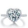 Heart Halo Created White Sapphire Engagement Ring - 925 Sterling Silver