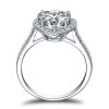 Heart Halo Created White Sapphire Engagement Ring - 925 Sterling Silver
