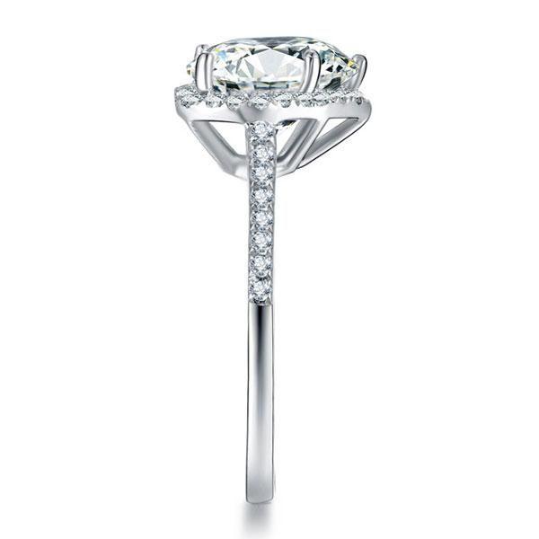 Heart Halo Created White Sapphire Engagement Ring - 925 Sterling Silver