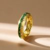 1.79 CT. Emerald Eternity Band Ring in 18K Gold Plated Sterling Silver
