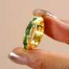 1.79 CT. Emerald Eternity Band Ring in 18K Gold Plated Sterling Silver