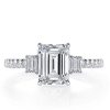 Emerald & White Sapphire Three Stone Ring - 925 Sterling Silver