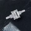 Emerald & White Sapphire Three Stone Ring - 925 Sterling Silver