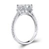 Emerald & White Sapphire Three Stone Ring - 925 Sterling Silver
