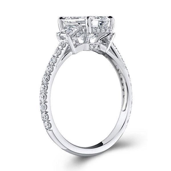 Emerald & White Sapphire Three Stone Ring - 925 Sterling Silver