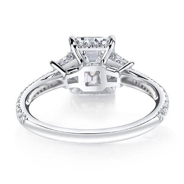 Emerald & White Sapphire Three Stone Ring - 925 Sterling Silver