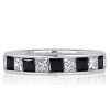 Princess Cut Black Sapphire Eternity Band - 925 Sterling Silver Ring