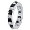 Princess Cut Black Sapphire Eternity Band - 925 Sterling Silver Ring