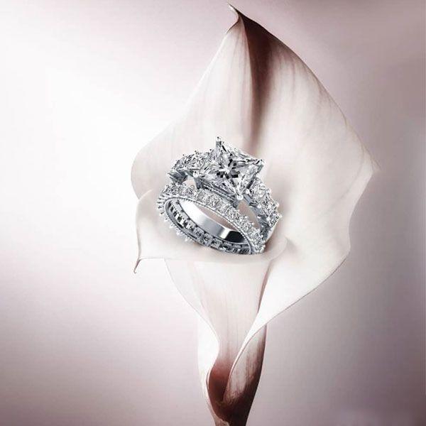 Eternity Sterling Silver Bridal Set with Created White Sapphire