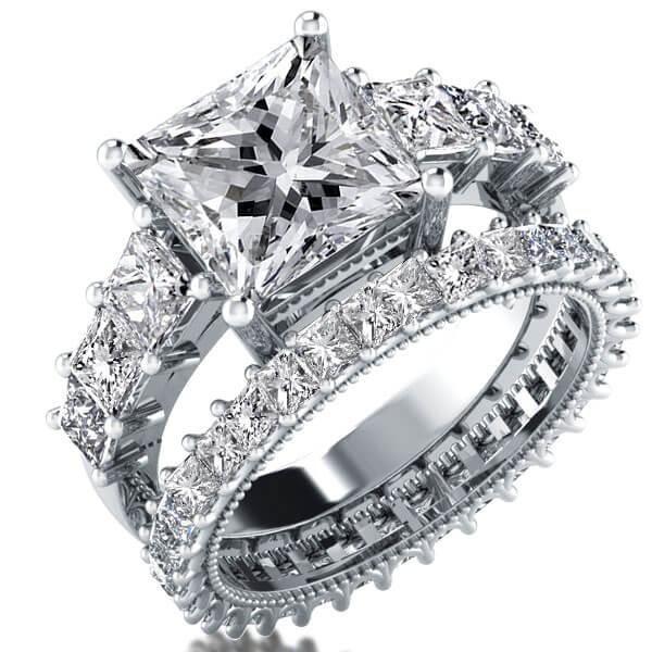 Eternity Sterling Silver Bridal Set with Created White Sapphire