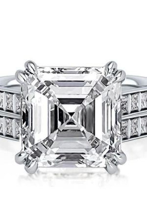 Classic Asscher Cut Created White Sapphire Wedding Set in Sterling Silver