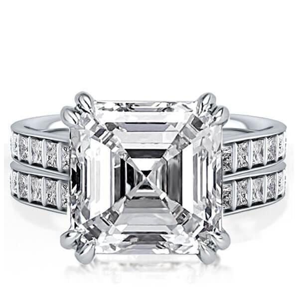 Classic Asscher Cut Created White Sapphire Wedding Set in Sterling Silver