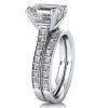 Classic Asscher Cut Created White Sapphire Wedding Set in Sterling Silver