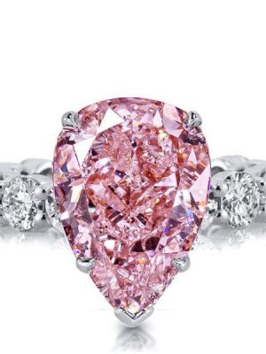 Sterling Silver Pink Pear Cut Engagement Ring - Sparkly & Elegant