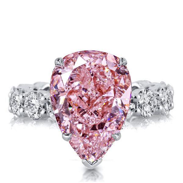 Sterling Silver Pink Pear Cut Engagement Ring - Sparkly & Elegant