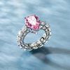 Sterling Silver Pink Pear Cut Engagement Ring - Sparkly & Elegant