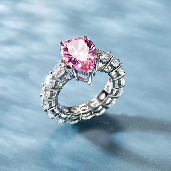 Sterling Silver Pink Pear Cut Engagement Ring - Sparkly & Elegant