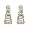 Art Deco White Sapphire Hoop Earrings in Sterling Silver