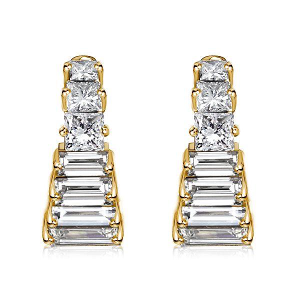 Art Deco White Sapphire Hoop Earrings in Sterling Silver