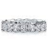 Cushion Cut Bezel Setting Eternity Wedding Band in 925 Sterling Silver
