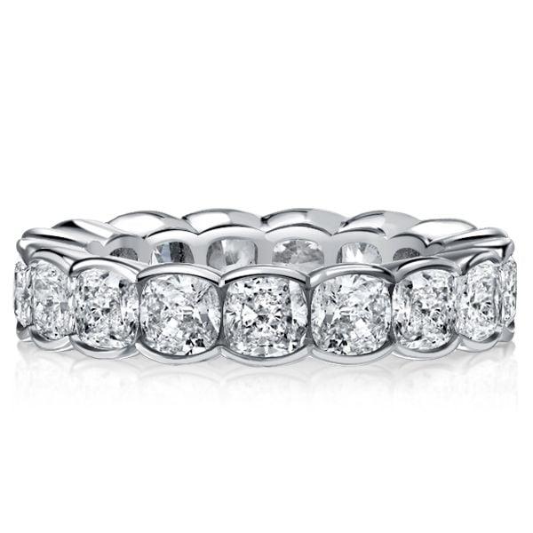 Cushion Cut Bezel Setting Eternity Wedding Band in 925 Sterling Silver