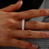 Cushion Cut Bezel Setting Eternity Wedding Band in 925 Sterling Silver