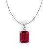 Ruby & Sapphire Emerald Cut Sterling Silver Necklace & Earrings Set