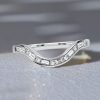Curved Baguette CZ Wedding Band - Sterling Silver Arch Ring