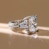 Three Stone Radiant Created White Sapphire Engagement Ring in Rhodium-Plated Sterling Silver (10.55 CTW)