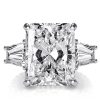 Three Stone Radiant Created White Sapphire Engagement Ring in Rhodium-Plated Sterling Silver (10.55 CTW)
