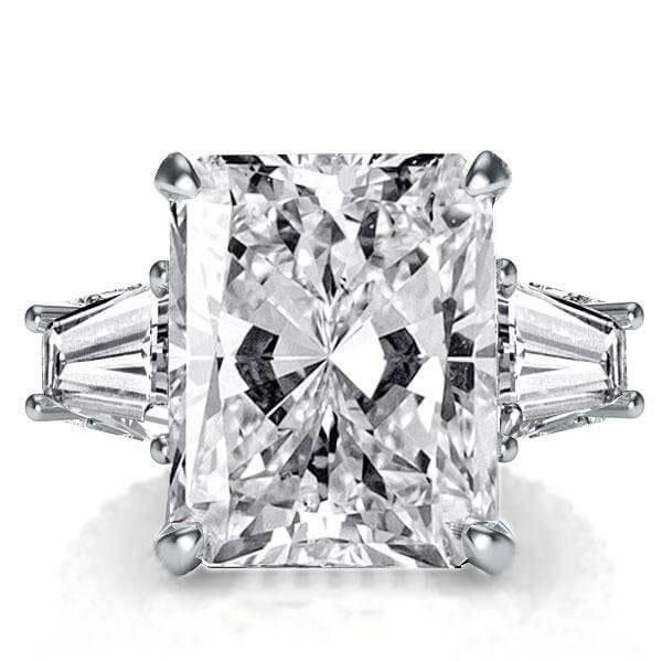 Three Stone Radiant Created White Sapphire Engagement Ring in Rhodium-Plated Sterling Silver (10.55 CTW)