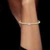18K Gold Plated Sterling Silver Marquise & Round Cut Tennis Bracelet