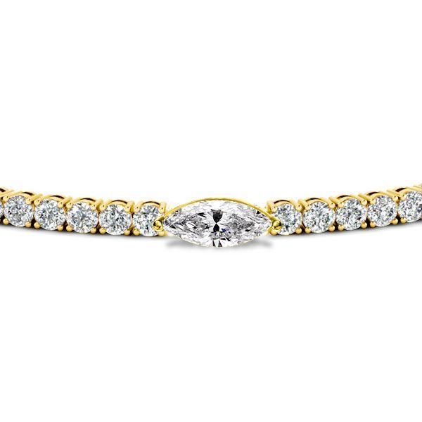 18K Gold Plated Sterling Silver Marquise & Round Cut Tennis Bracelet