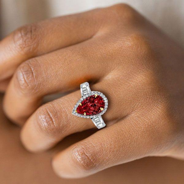Pear Cut Garnet Engagement Ring in 925 Sterling Silver - January Birthstone