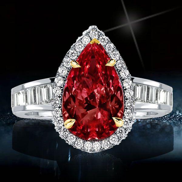 Pear Cut Garnet Engagement Ring in 925 Sterling Silver - January Birthstone