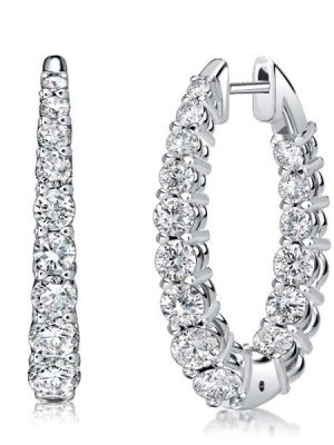 Sterling Silver Graduated Oval Hoop Earrings for Women