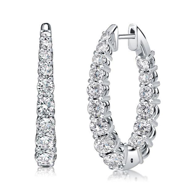 Sterling Silver Graduated Oval Hoop Earrings for Women