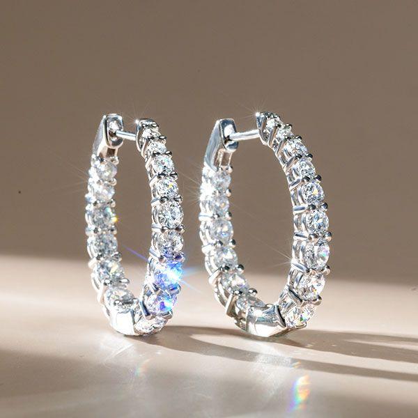 Sterling Silver Graduated Oval Hoop Earrings for Women