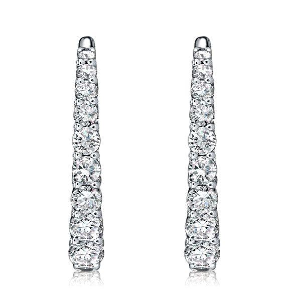 Sterling Silver Graduated Oval Hoop Earrings for Women