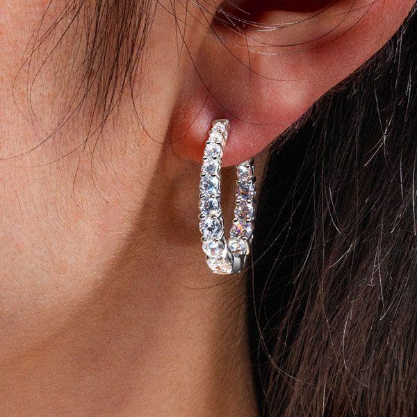 Sterling Silver Graduated Oval Hoop Earrings for Women
