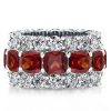Sterling Silver 6.25 CT. TW. Cushion Garnet Wedding Band Ring
