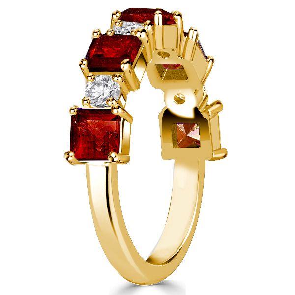 Golden Garnet Princess Cut Half Eternity Band - 18K Gold Plated Sterling Silver