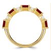 Golden Garnet Princess Cut Half Eternity Band - 18K Gold Plated Sterling Silver
