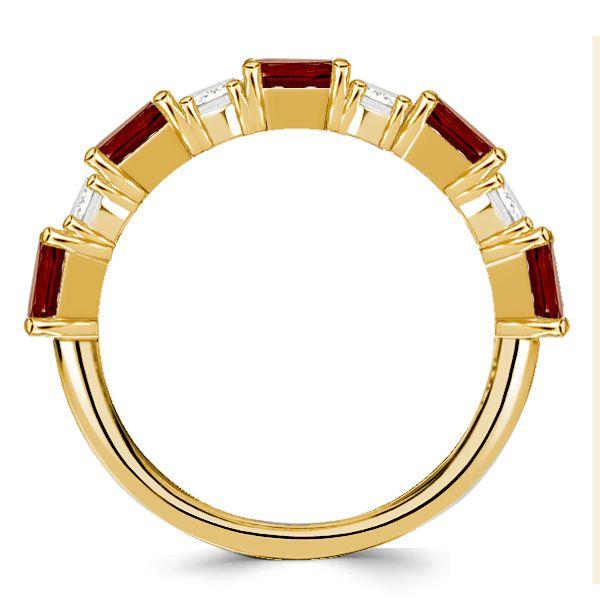 Golden Garnet Princess Cut Half Eternity Band - 18K Gold Plated Sterling Silver